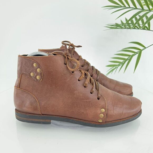 Caboclo Leo Ankle Boot Men's Size 8 Brown Leather Studded Classic Lace Up - Picture 3 of 16